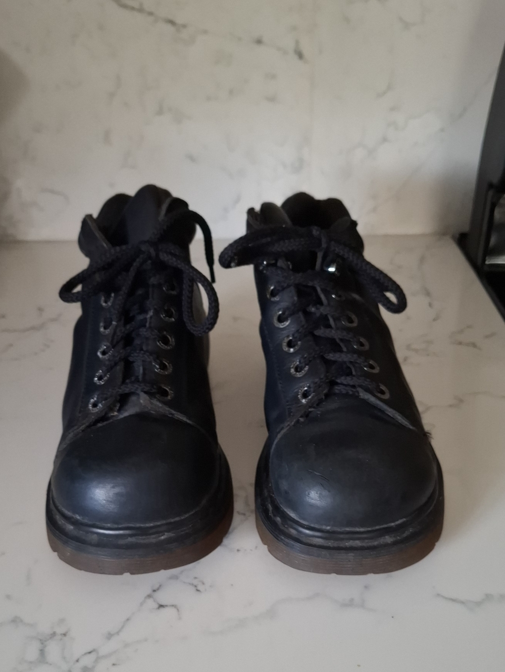 Dr. Martens Vintage Black Leather Lace-Up Work Boots Made In England - Picture 2 of 11